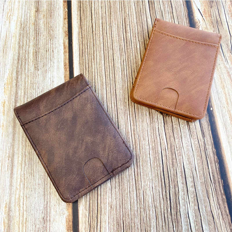 Breezebella Portofel carduri PU ultra-subțire — Model solid, Ultra-ușor, Extensibil, Căptușit cu poliester