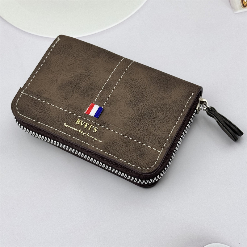 Akordeoninis kortelių dėklas su didele talpa – monetų kišenė, keli kortelių skyriai, asmens tapatybės ir banko kortų saugojimas, PU medžiaga