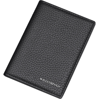 Мъжки кожен калъф за карти - първи слой телешка кожа, едноцветен, стил бизнес