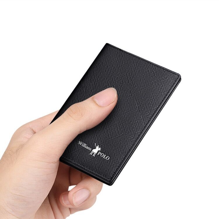 Мъжки кожен калъф за карти - първи слой телешка кожа, едноцветен, стил бизнес