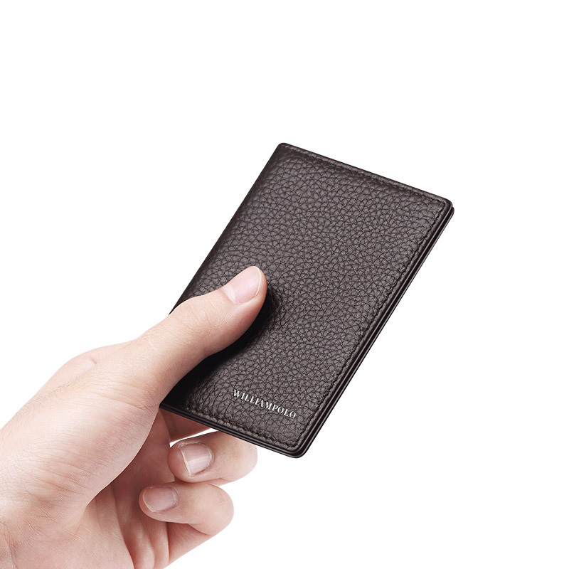 Vyrų odinis kortelių dėklas - pirmojo sluoksnio karvės odos, vienos spalvos, verslo stilius