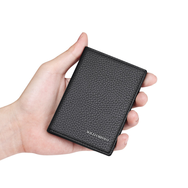 Мъжки кожен калъф за карти - първи слой телешка кожа, едноцветен, стил бизнес