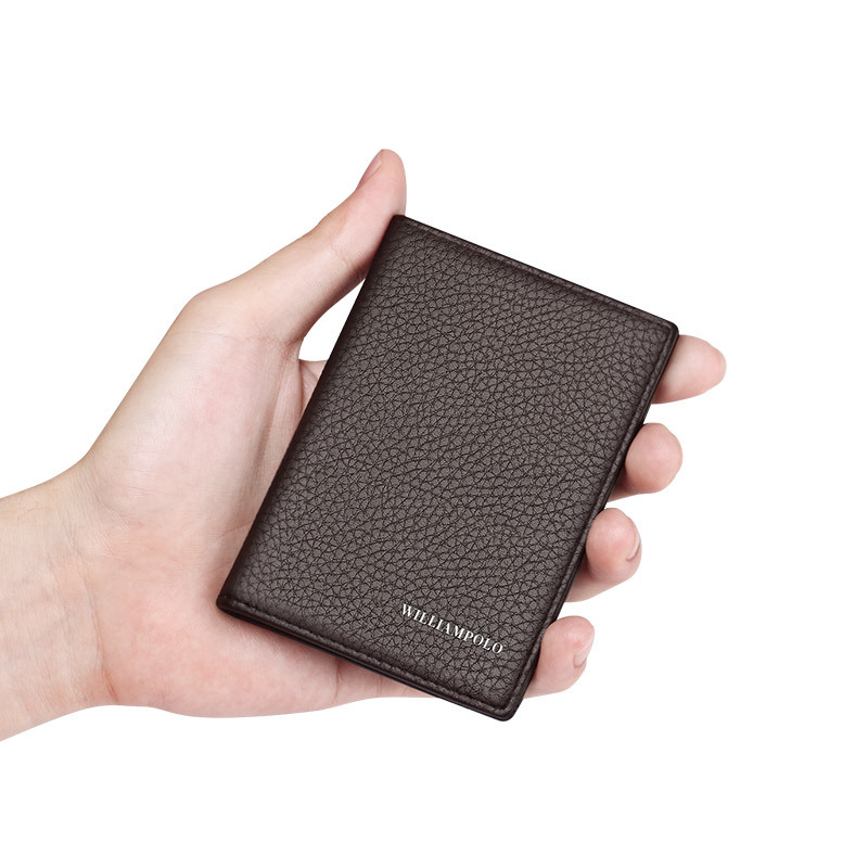 Мъжки кожен калъф за карти - първи слой телешка кожа, едноцветен, стил бизнес
