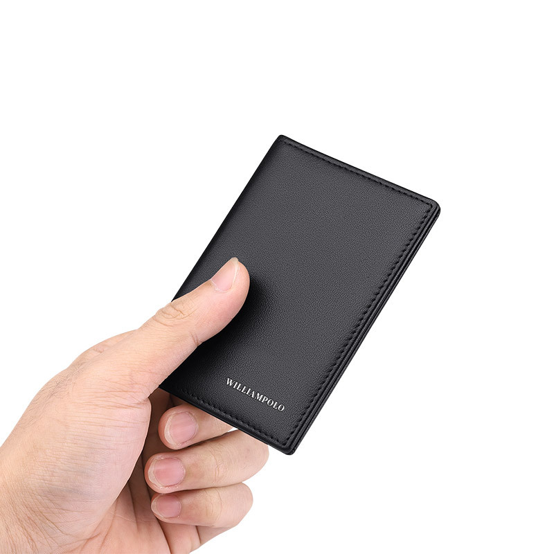 Мъжки кожен калъф за карти - първи слой телешка кожа, едноцветен, стил бизнес