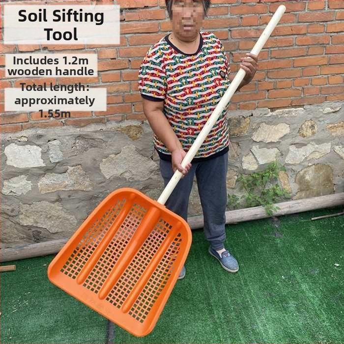 Plastikinė žemės filtravimo šakutė su sustiprintu ertminiu korpusu ir įmontuotu sietu, skirta riešutams ir kukurūzams (Kilmė: Kita; Prekė: Kita; Taikymo sritis: Kita)