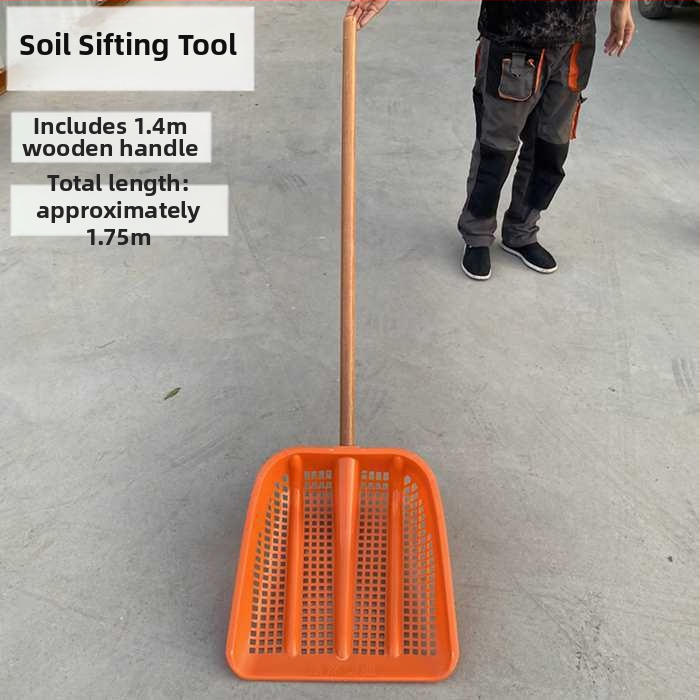 Plastikinė žemės filtravimo šakutė su sustiprintu ertminiu korpusu ir įmontuotu sietu, skirta riešutams ir kukurūzams (Kilmė: Kita; Prekė: Kita; Taikymo sritis: Kita)