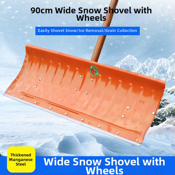 Sniego kastuvė su ratukais iš manganinio plieno žiemai sniego šalinimui ir atitirpinimui