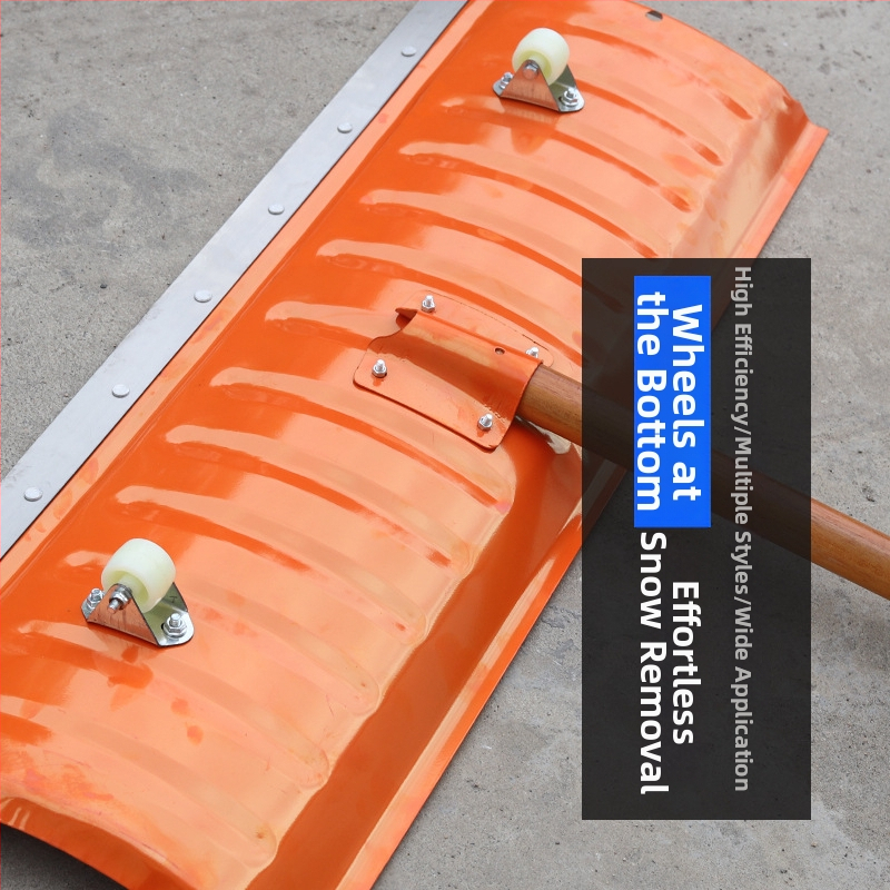 Sniega lāpsta ar riteņiem no mangāna tērauda ziemas sniega novēršanai un atkausēšanai