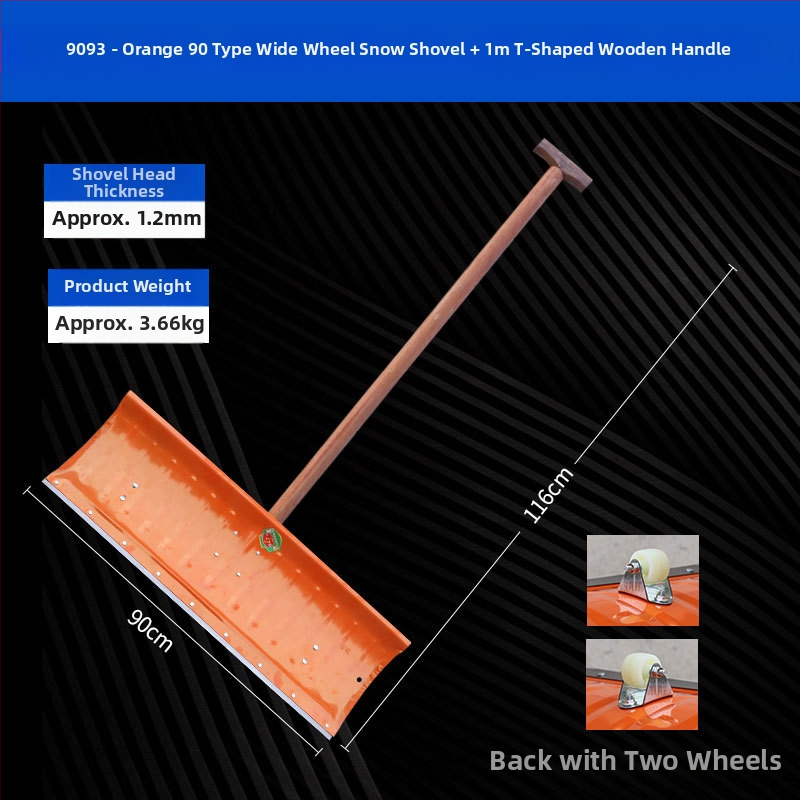 Sniego kastuvė su ratukais iš manganinio plieno žiemai sniego šalinimui ir atitirpinimui