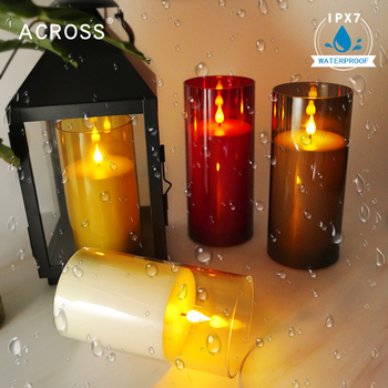 Εξωτερική IPX7 αδιάβροχη LED ηλεκτρονική κερί με ακρυλικό κάλυμμα, κυλινδρική πλαστική κατασκευή