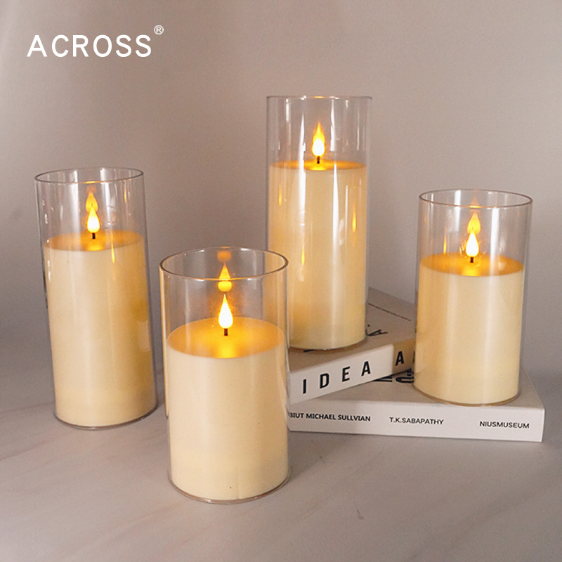Εξωτερική IPX7 αδιάβροχη LED ηλεκτρονική κερί με ακρυλικό κάλυμμα, κυλινδρική πλαστική κατασκευή