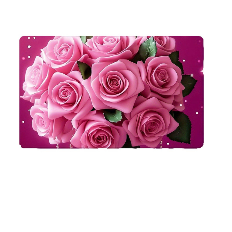 Vonios keturių dalių rinkinys su šiuolaikišku minimalistiniu stiliumi ir rožių raštu, poliesterio medžiaga