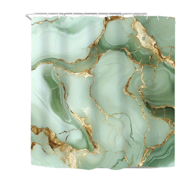 Vonios kambario keturių dalių rinkinys - poliesteris, atsparus vandeniui, dušo užuolaida su marmuro tekstūra, grindų kilimėlis ir tualeto kilimėlis