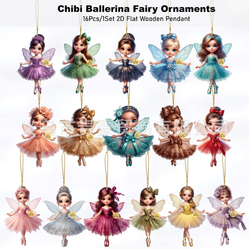 Baleto fėjų pakabukų rinkinys, mediniai pakabukai namų dekorui, šiuolaikiškas paprastas stilius