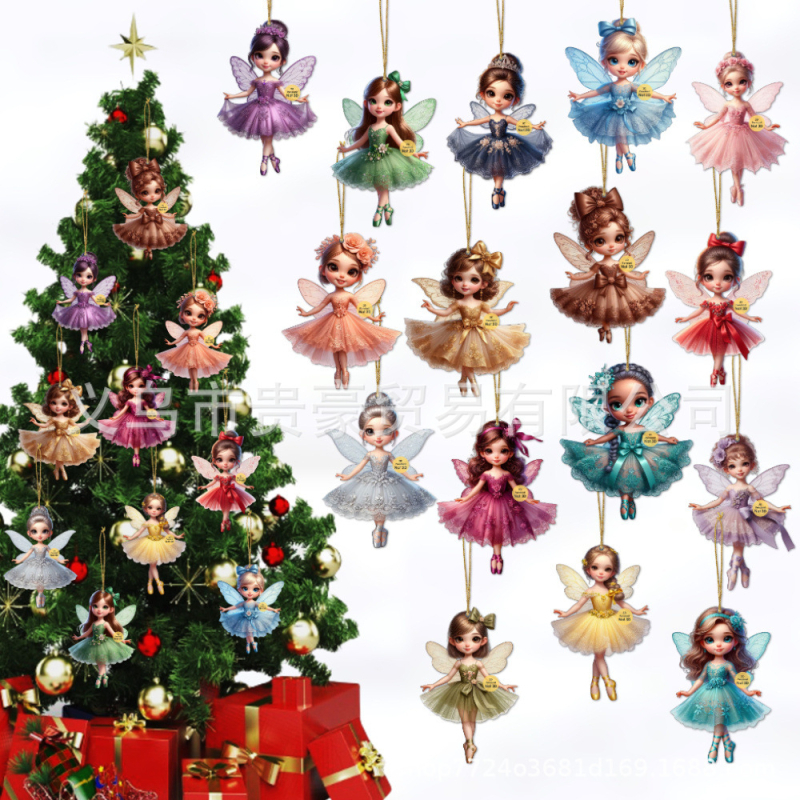 Комплект от 16 дървени висулки‑балерина‑фея за домашна украса, модерен стил
