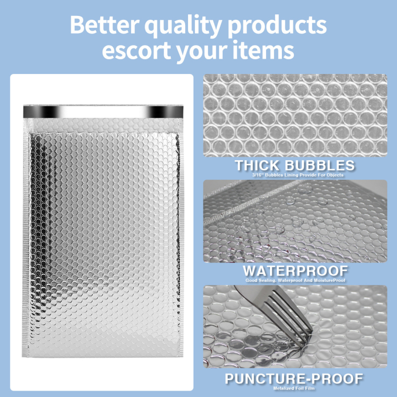 Express φάκελος φυσαλίδων με αλουμινοποιημένο φιλμ, παχυμένος σχεδιασμός, 100% καθαρό υλικό PC, προσαρμόσιμο μήκος σφράγισης