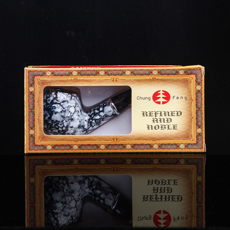 Changfeng лула за тютюн – портативна, старинен стил, от смола, извита филтърна система с подвижен мундшук