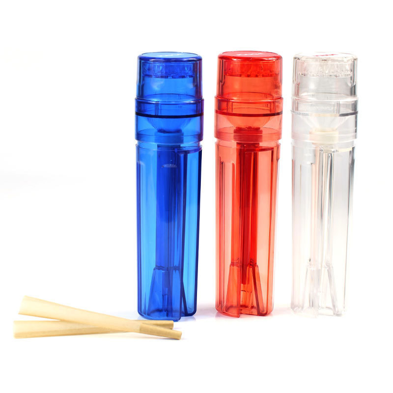 Roler con pentru pre-rol cu râșniță din plastic integrată pentru țigări, design anti-vânt, funcții decorative, depozitare și personalizare disponibilă