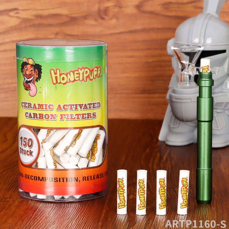 H0NEYPUFF 6mm aktiveeritud süsiniku filter, konservpurk tubakapipitarvikud, 150 tk ühe purgi kohta