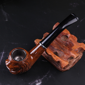 Лула за тютюн с лице на лъв, гравирана, старомоден филтър от смола, подходяща за начинаещи; Материал: Друг