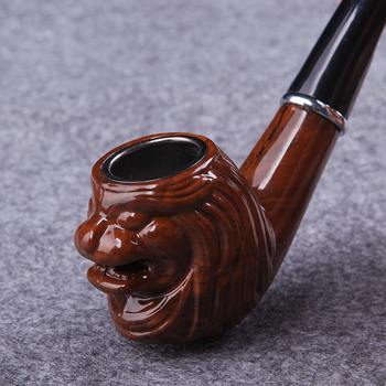 Лула за тютюн с лице на лъв, гравирана, старомоден филтър от смола, подходяща за начинаещи; Материал: Друг