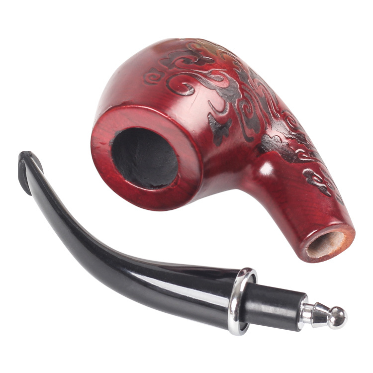 Твърдо дървена филтърна тръба за пушене, мотив щастливи облаци, извита форма, преносима