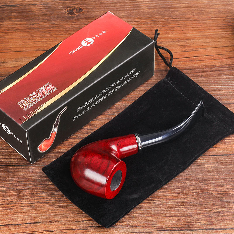 Твърдо дървена филтърна тръба за пушене, мотив щастливи облаци, извита форма, преносима