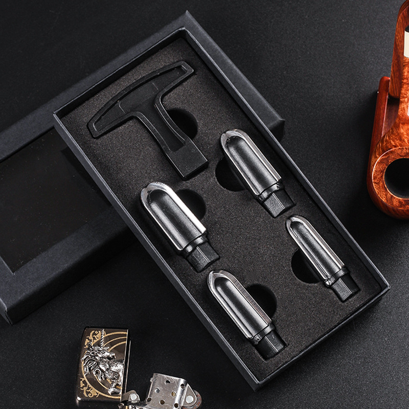 Cookbool Pīpes oglekļa labošanas komplekts, praktisks rīks pīpēm, četru galvu nazis oglekļa labošanai