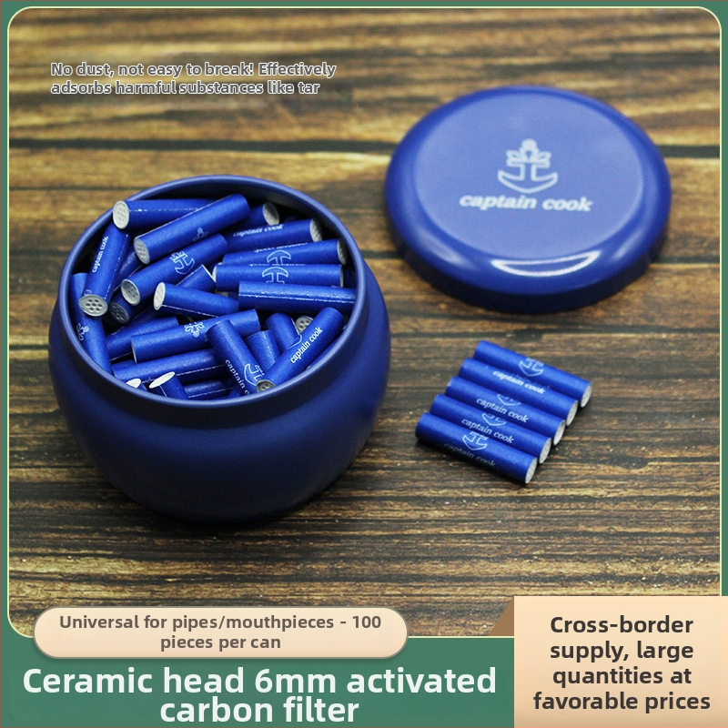 Filtravimo elementas iš keraminių aktyvuotų anglių su dviejų galvų dizainu, pakuotė 100 vnt., skirta rūkymo prietaisams