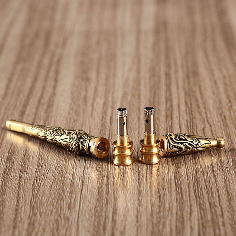 Месингова тръба за пушене с драконов мотив, сменяем филтър, персонализация налична - Bj123 124, Guangdong