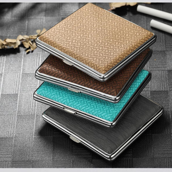 Cigarečių dėžutė iš geležies ir imitacinės odos, minimalistinis dizainas, nešiojama, logotipo spaudimas įmanomas