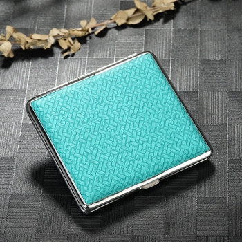 Cigarečių dėžutė iš geležies ir imitacinės odos, minimalistinis dizainas, nešiojama, logotipo spaudimas įmanomas