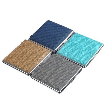 Cigarečių dėžutė iš geležies ir imitacinės odos, minimalistinis dizainas, nešiojama, logotipo spaudimas įmanomas