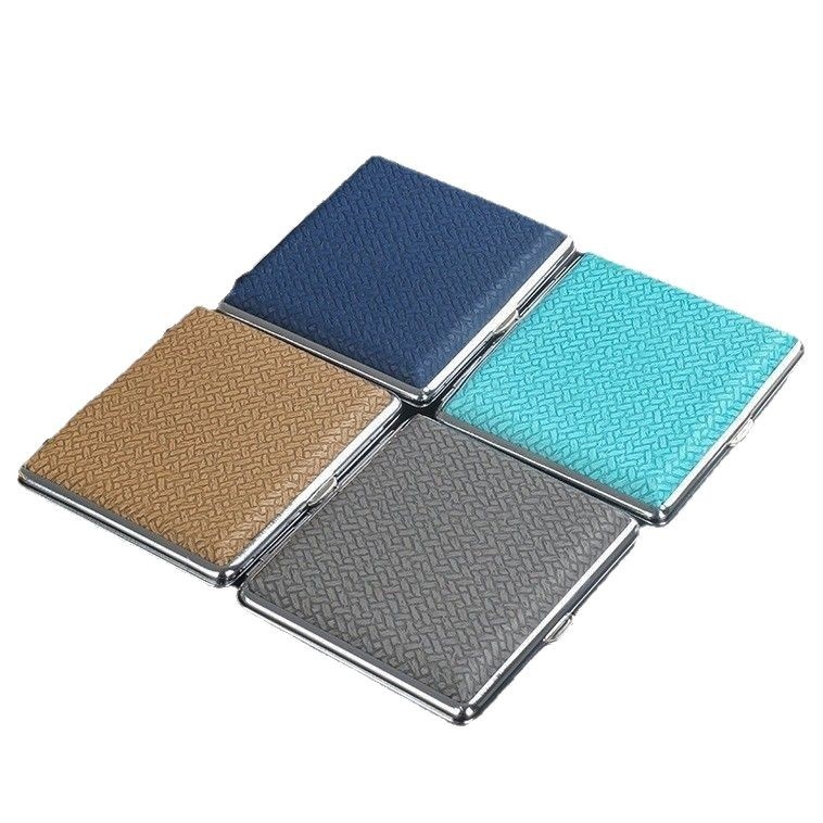 Cigarečių dėžutė iš geležies ir imitacinės odos, minimalistinis dizainas, nešiojama, logotipo spaudimas įmanomas