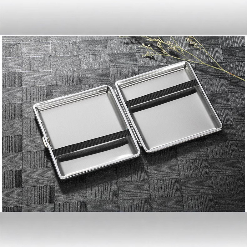 Cigarečių dėžutė iš geležies ir imitacinės odos, minimalistinis dizainas, nešiojama, logotipo spaudimas įmanomas