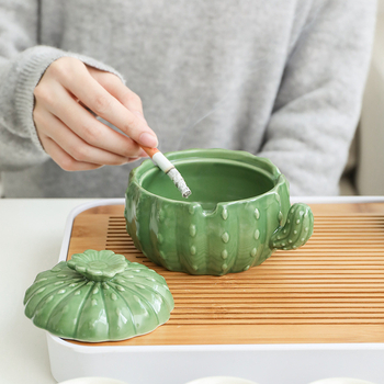 Keraminė peleninė su dangteliu, nordinio stiliaus, dekoratyvi ir kolekcionuojama namams ir biurui