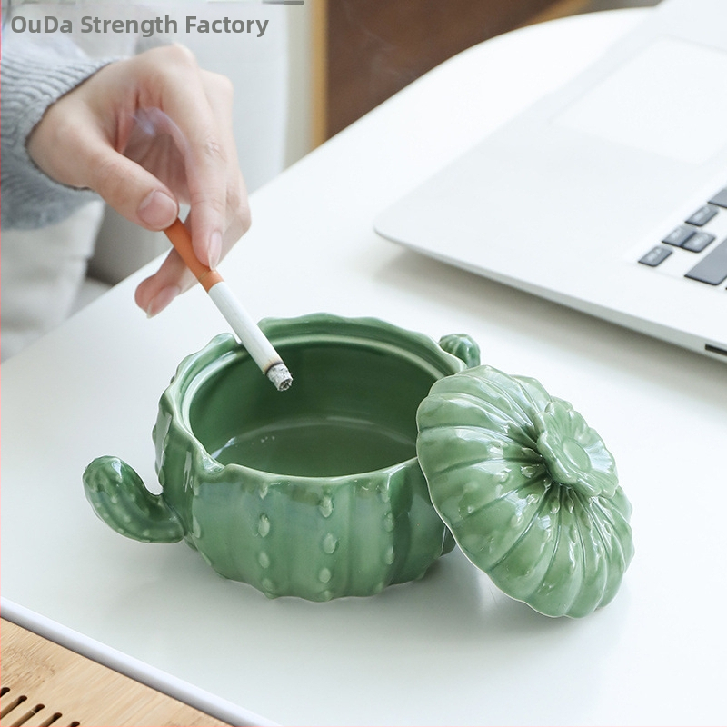 Keraminė peleninė su dangteliu, nordinio stiliaus, dekoratyvi ir kolekcionuojama namams ir biurui