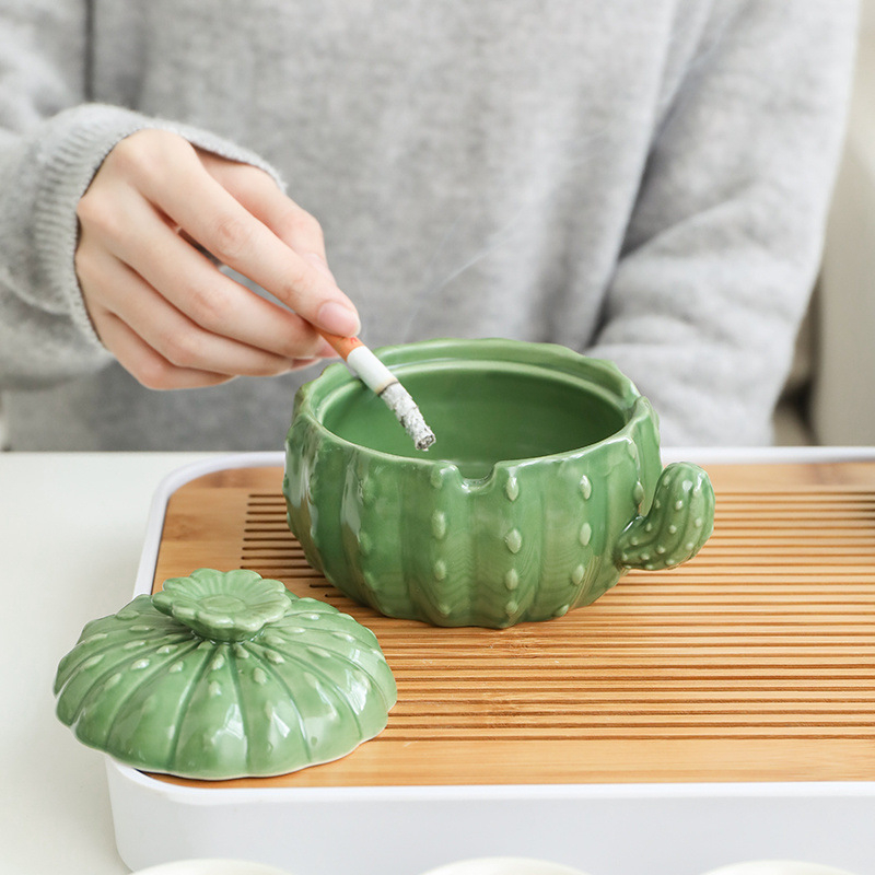 Keraminė peleninė su dangteliu, nordinio stiliaus, dekoratyvi ir kolekcionuojama namams ir biurui