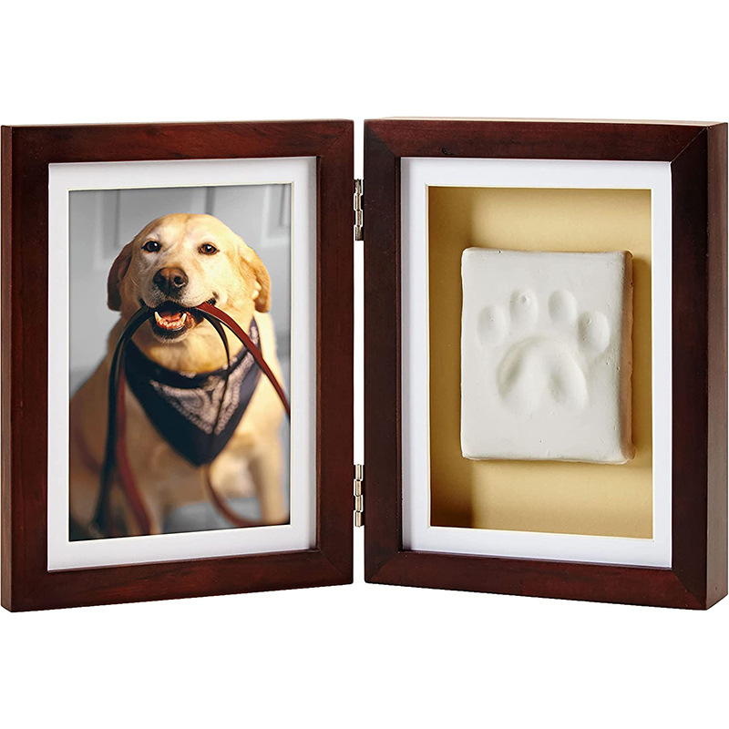Urnă din lemn pentru animal de companie cu ramă foto, cutie memorială pentru cenușa câinelui, album foto de 2 pagini, imprimare logo, personalizare disponibilă