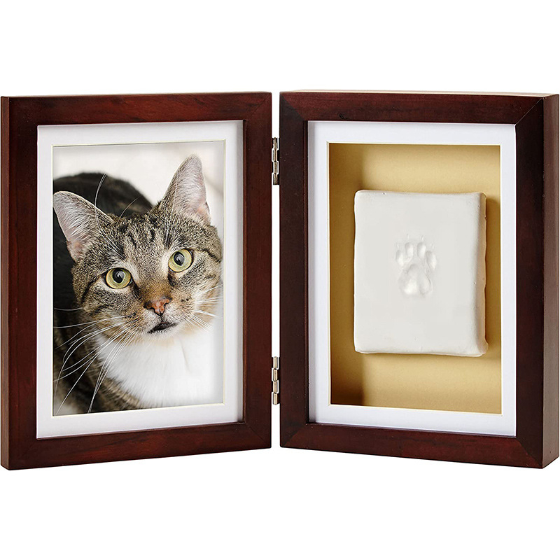 Urnă din lemn pentru animal de companie cu ramă foto, cutie memorială pentru cenușa câinelui, album foto de 2 pagini, imprimare logo, personalizare disponibilă