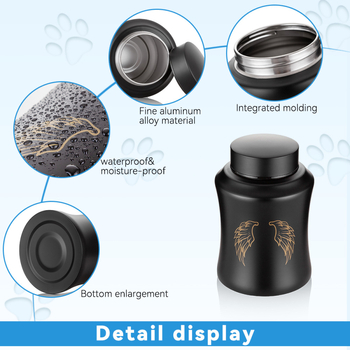 Geležinė urnos gyvūnėliams dėl jų pelenų, šiuolaikinio minimalistinio stiliaus, sandėlyje, logotipo spauda galima