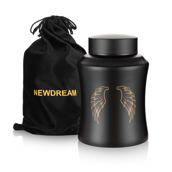 Geležinė urnos gyvūnėliams dėl jų pelenų, šiuolaikinio minimalistinio stiliaus, sandėlyje, logotipo spauda galima