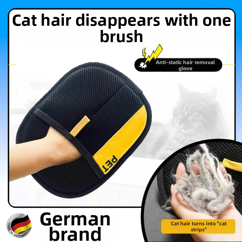 Rukavica s elektrostatickým odstraňovaním chlpov pre domáce zvieratá, s obojstrannou kefou, pre mačky a psy, materiál: polyester/satén/ sieťka/ perleťová bavlna