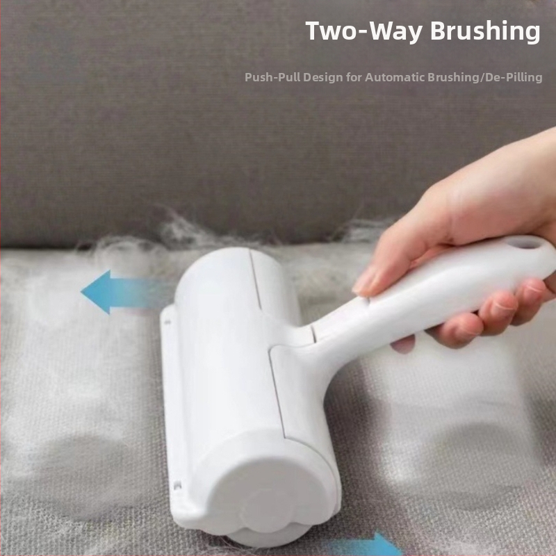 Naminių gyvūnėlių plaukų šalinimo šepetys su ritinėliu kilimams ir sofoms – plastmasė, prekinis ženklas HR, modernus minimalistinis stilius