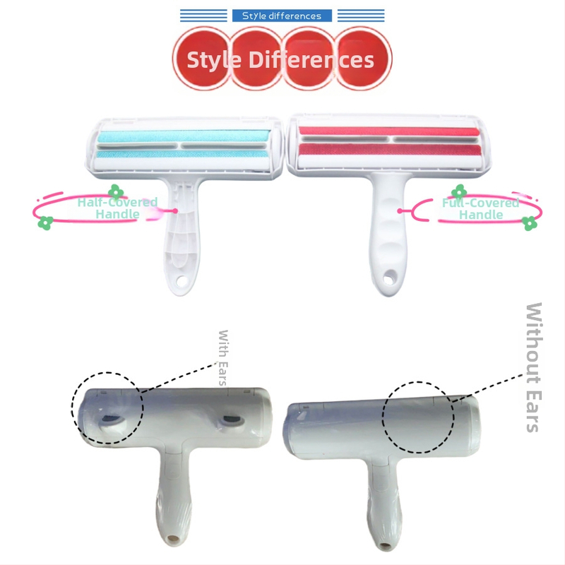 Naminių gyvūnėlių plaukų šalinimo šepetys su ritinėliu kilimams ir sofoms – plastmasė, prekinis ženklas HR, modernus minimalistinis stilius