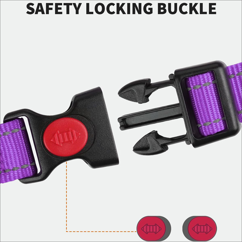 Кучешка каишка с дръжка и комплект нашийник, нейлон, подплата от неопрен, без задушаване, за големи породи