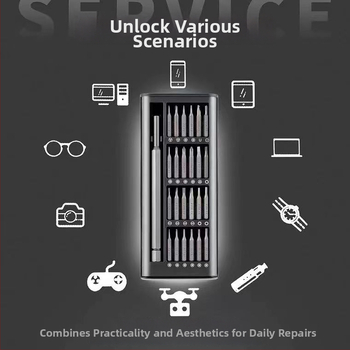 25 dalių daugiafunkcinis namų atsuktuvų rinkinys su specialių formų galvutėmis kompiuterių ir mobiliųjų telefonų demontavimui