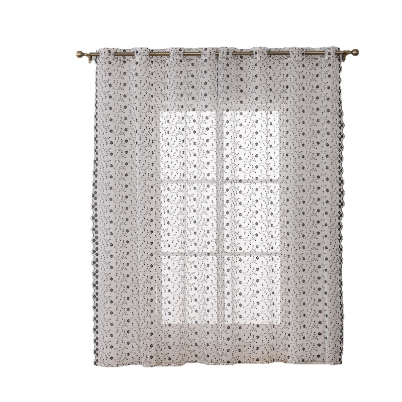 Poliesterinės langų užuolaidos su nėriniu siuvinėjimu – pastoralinis dizainas, tinkama svetainei, miegamajam, balkonui – dekoratyvinės, įrengimas nėra teikiamas