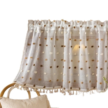 Завеса за врата с дантела (Материал: полиестер; Основно съдържание на тъкан: 80%; Вид завеса: дантелена за врата; Пространство: хол, спалня, кабинет; Стил: модерен минимализъм)