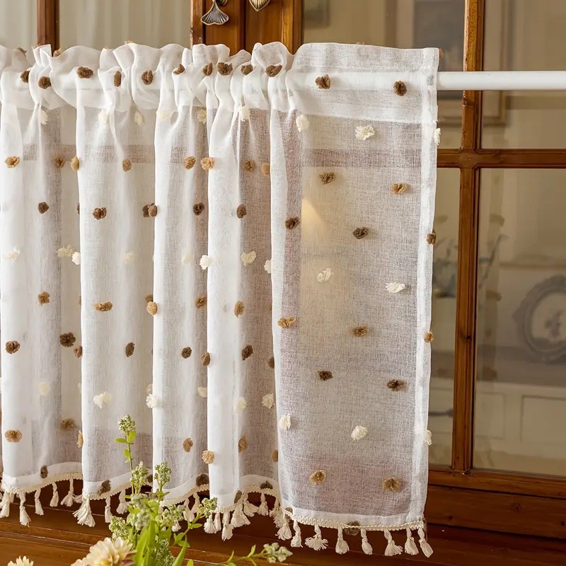 Завеса за врата с дантела (Материал: полиестер; Основно съдържание на тъкан: 80%; Вид завеса: дантелена за врата; Пространство: хол, спалня, кабинет; Стил: модерен минимализъм)